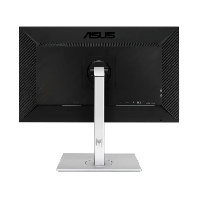 Monitor ASUS ProArt PA279CV - 27" 4K IPS 10 Parte trasera del monitor ASUS ProArt PA279CV mostrando puertos USB-C (DP Alt Mode, 65W), DisplayPort 1.2, 2×HDMI 2.0, 4×USB 3.2 Gen 1 y VESA 100×100; cable management integrado
