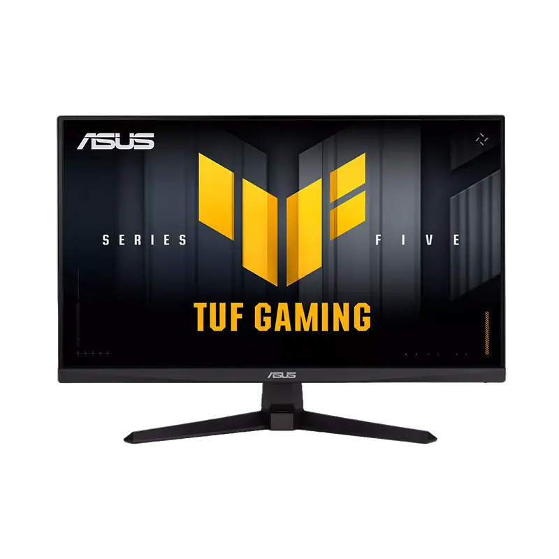 Monitor ASUS TUF Gaming VG279QM5A de frente, pantalla Fast IPS de 27 pulgadas FHD 1920×1080, 240Hz, 1ms GTG, HDR10 y logo TUF; ideal para gaming competitivo y esports