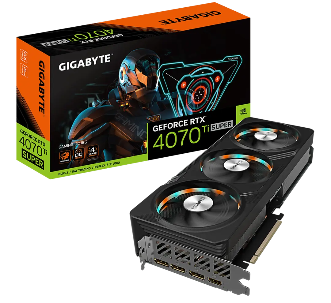 Tarjeta de Video GIGABYTE RTX 4070 Ti SUPER GAMING OC 16GB GDDR6X es una poderosa adición para cualquier setup de gaming o de creación de contenido. Con una arquitectura de vanguardia y capacidades de procesamiento gráfico excepcionales, esta tarjeta ofrece un rendimiento gráfico superior y una experiencia visual impresionante. Tarjeta de Video GIGABYTE RTX 4070 Ti SUPER GAMING OC 16GB GDDR6X