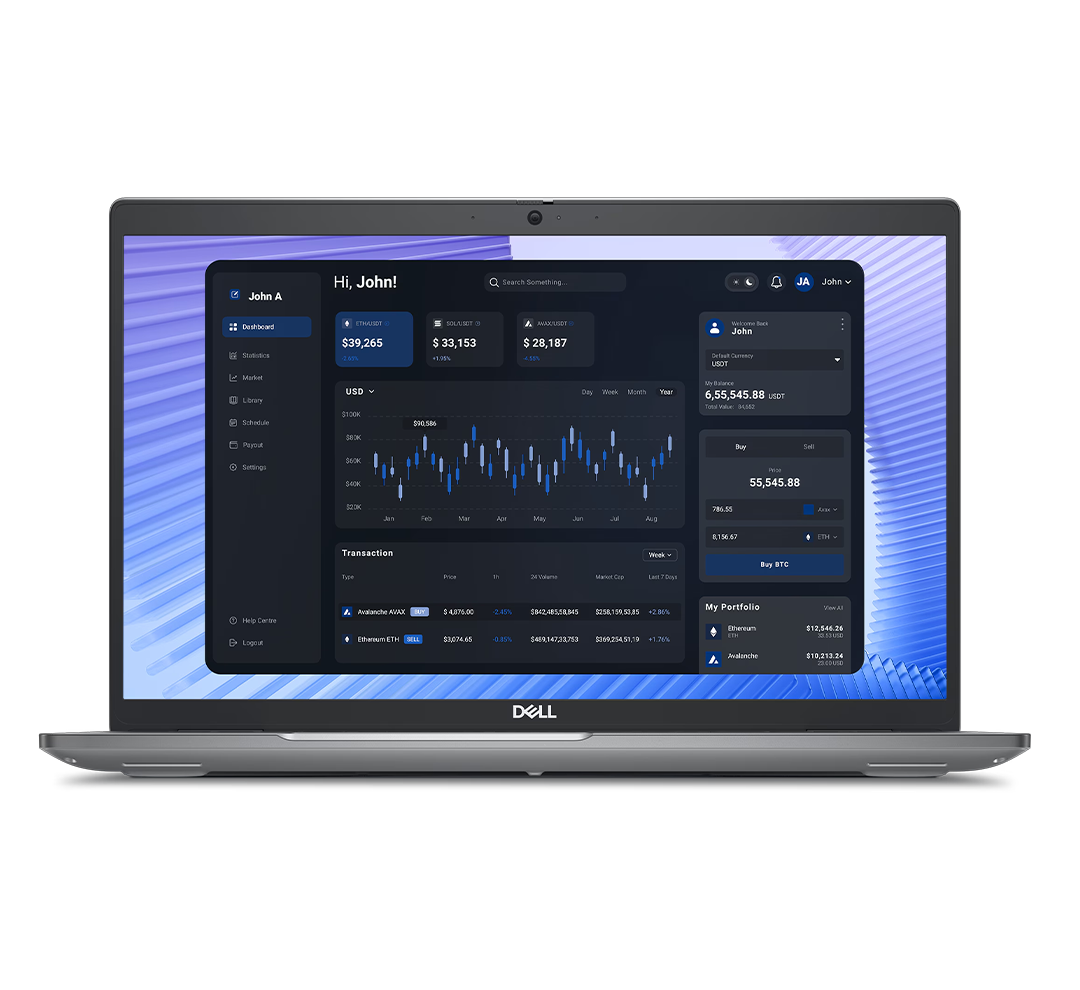 DELL Precision Workstation 3590 Ultra 7 155H vPro 16GB 512GB M.2 15.6" RTX 500 4GB W11Pro 3 Años Garantía 7 Vista frontal de la DELL Precision Workstation 3590 Ultra 7 con pantalla FHD de 15.6 pulgadas