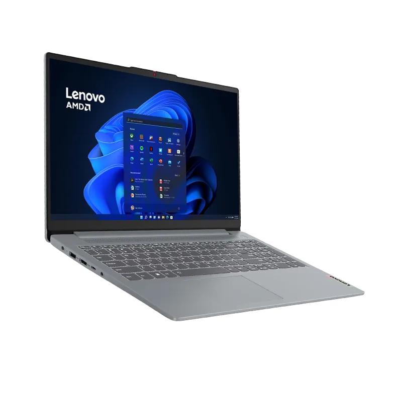 Laptop Lenovo IdeaPad Slim 3 15AMN8 AMD Ryzen 5 7520U 16GB 512GB 15.6" FHD | 82XQ00RBLM 7 Vista lateral derecha de la laptop Lenovo IdeaPad Slim 3 15AMN8 con dos puertos USB-A 3.2, conector de audio combo y entrada de alimentación. Peso ligero de 1.62 kg.