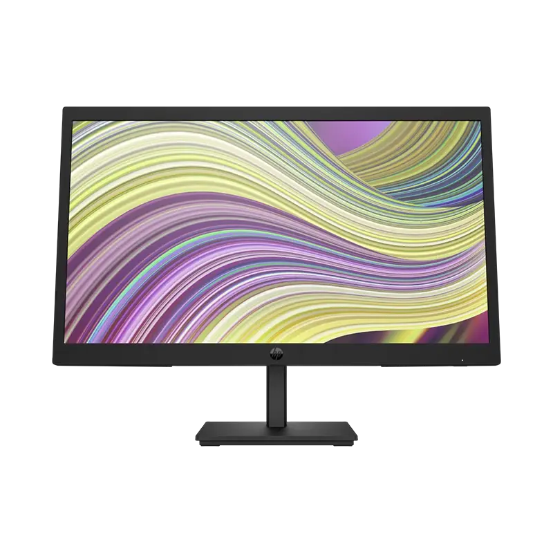 Monitor HP P22v G5 de frente mostrando panel VA, logo HP y base inclinada