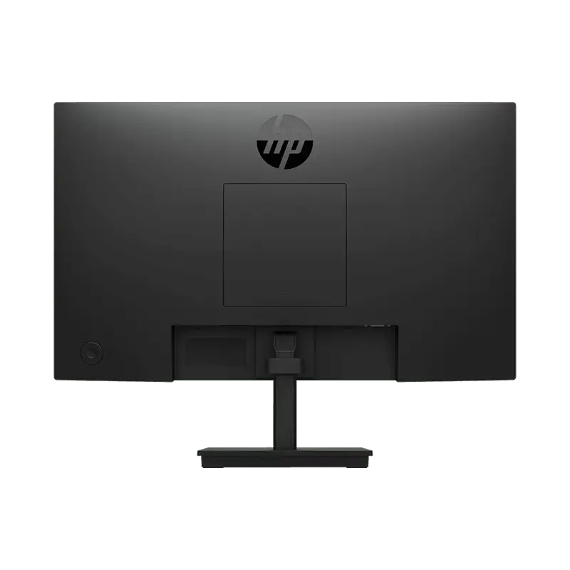 Parte trasera del HP P22v G5 21.5" mostrando ventilación, logo HP y diseño profesional