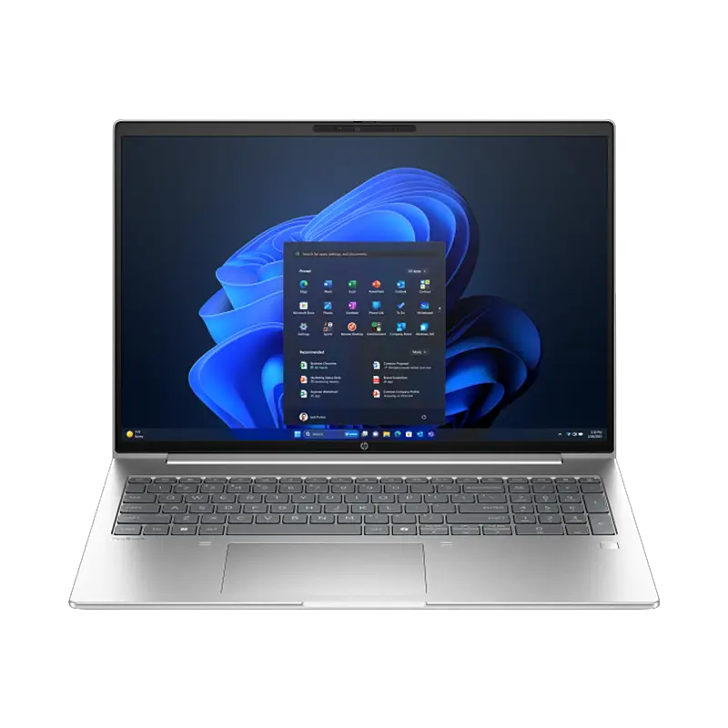 HP ProBook 4G1iR 16" abierta de frente mostrando pantalla WUXGA, teclado numérico español y acabado Silver