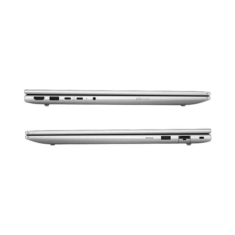 Perfiles laterales del HP ProBook 4G1iR 16" mostrando USB-C, DisplayPort, Ethernet RJ-45 y lector de huellas