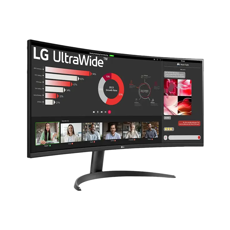LG 34WR50QK-B 34 pulgadas frente izquierda inclinación -5 +15° negro