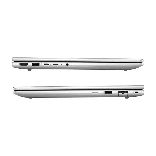 Sin levantar la tapa dispones de USB-C 20 Gbps, USB-A, HDMI 2.1, Ethernet y audio: el ProBook 460 G11 A27NTLT está listo para cualquier entorno de trabajo. Ambos perfiles laterales del HP ProBook 460 G11 A27NTLT cerrado: USB-C, USB-A, HDMI 2.1, RJ-45 y combo de audio accesibles