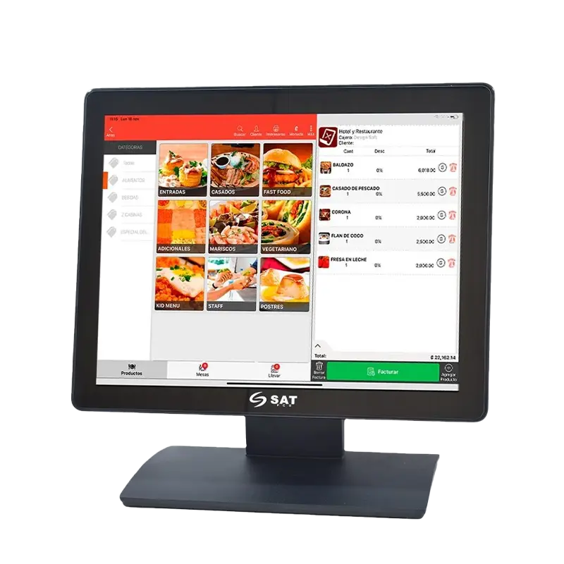 Monitor industrial SAT 1054FPH 15 pulgadas frente touch IPS 10 puntos negro