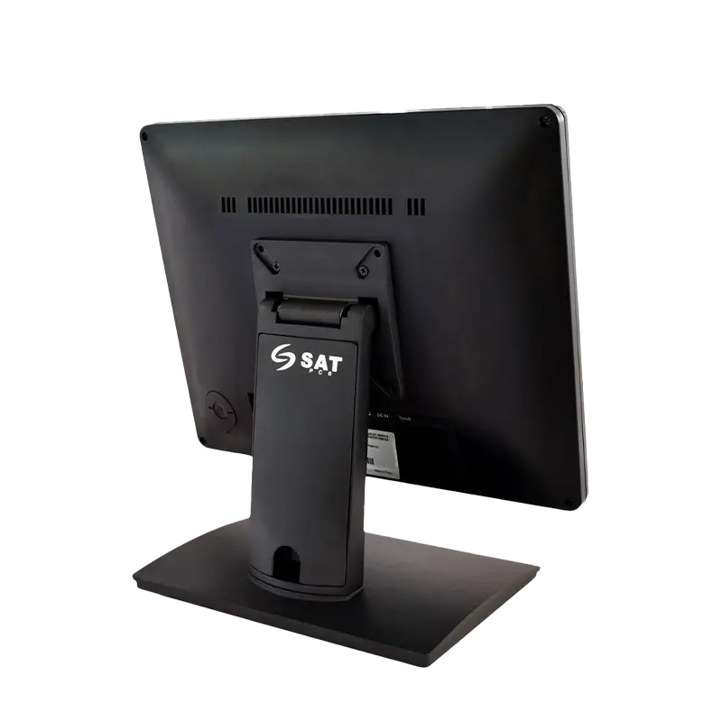 Trasera monitor industrial SAT 1054FPH 15 pulgadas izquierda VESA 75 negro