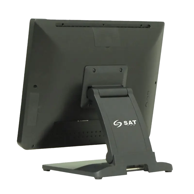 SAT N150-Ci5 trasera izquierda mostrando puertos USB 3.0, VGA, HDMI, RS232, dissipador fanless y alimentación 12 V-7 A