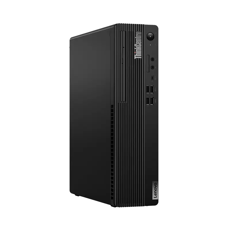 ThinkCentre M75s Gen 5 AMD Ryzen 5 SFF frente izquierda: USB-C 15 W, 4× USB-A 5 Gbps, jacks, botón LED, Ryzen 5 8500G, 16 GB DDR5-5600, 1 TB PCIe 4.0 Opal, Win11 Pro, 7.5 kg.