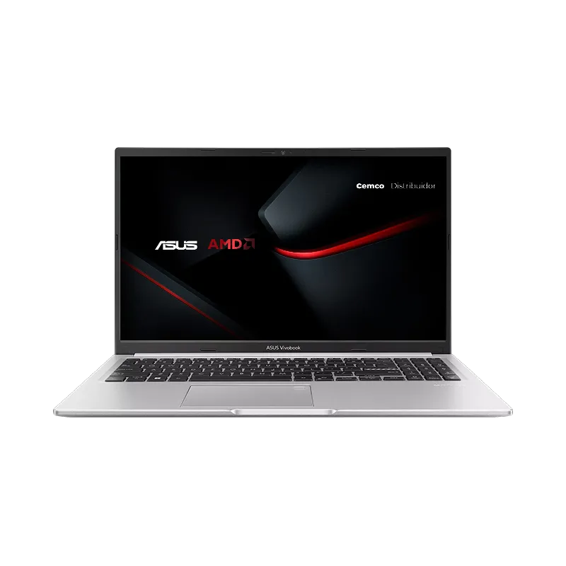 asus-vivobook-15-m1502ya-frente-abierto-pantalla-fhd-ryzen7-cemco Laptop ASUS Vivobook M1502YA-BQ840 abierta, mostrando su pantalla Full HD antirreflejo de 15.6 pulgadas y chasis en color Plata Fría. Portátil con procesador AMD Ryzen 7 7730U de 8 núcleos.