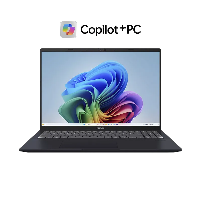 asus-vivobook-16-m1607ka-frente-azul-sereno-pantalla-wuxga-16-10-cemco Laptop ASUS Vivobook 16 AMD Ryzen AI 7 M1607KA en color Azul Sereno, mostrando su pantalla WUXGA de 16 pulgadas con relación 16:10 y biseles NanoEdge. Portátil Copilot+ PC con NPU AMD Ryzen AI 7 350.