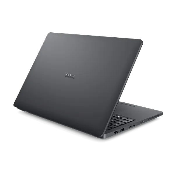 Laptop Dell Pro Max 16 MC16250 Ultra 7 265H RTX PRO 500 32GB 1TB SSD | Pantalla 16" FHD+, Windows 11 Pro 8 Vista lateral izquierda de la workstation Dell Pro Max 16 MC16250 con tapa cerrada, mostrando el cover superior de perfil delgado (desde 15.08 mm) y chasis de alta resistencia.
