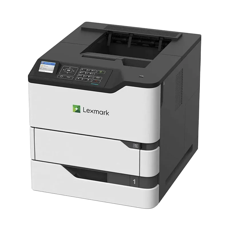 Impresora Láser Lexmark MS821dn 55ppm | Dúplex, 550 Hojas, Ethernet, 50G0100 6 Vista lateral derecha de la Lexmark MS821dn, mostrando la bandeja de entrada principal de 550 hojas, puertos USB frontales y diseño robusto para entornos empresariales.