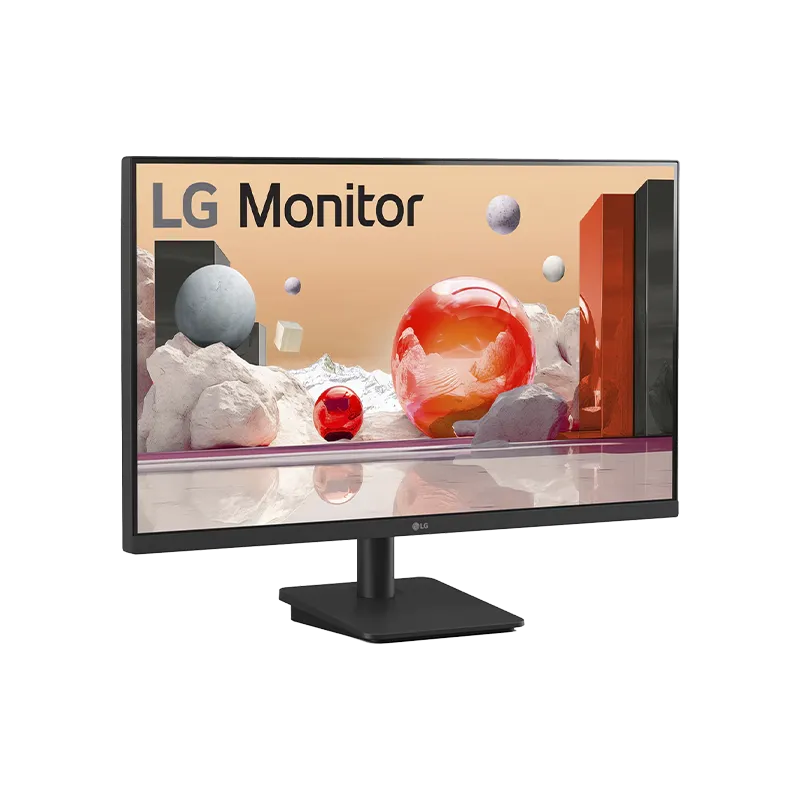 Monitor LG 27MS500-B 27" FHD 100Hz IPS | HDMI 7 Vista lateral izquierda del monitor LG 27MS500-B, mostrando su perfil delgado de 5.62 cm sin base y diseño minimalista con bordes reducidos.