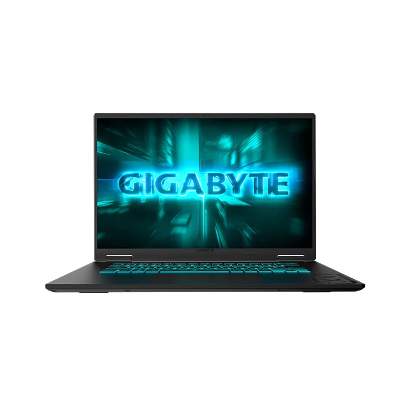 Laptop GIGABYTE GAMING A16 3VH AMD Ryzen 7 RTX 5060 16GB 1TB SSD | Pantalla 16" 165Hz 7 Laptop GIGABYTE GAMING A16 3VH color Black Steel en vista frontal con tapa cerrada, mostrando el acabado metálico y diseño gaming. Portátil con AMD Ryzen 7 260 y NVIDIA RTX 5060 8GB GDDR7.