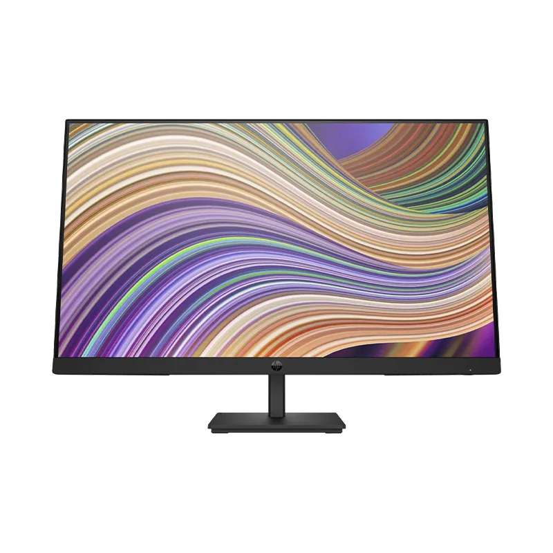 Monitor HP P27 G5 27 pulgadas en vista frontal, mostrando su pantalla IPS Full HD 1920x1080 con biseles delgados y diseño profesional. Ideal para oficina y productividad con resolución nativa FHD.